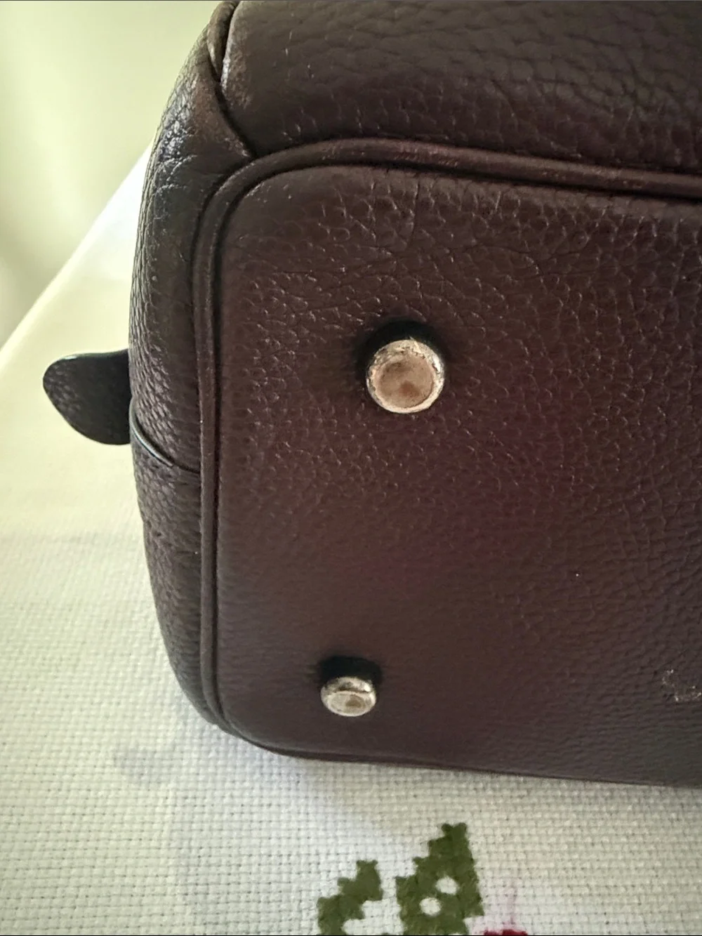 Coach Plum Floral Appliqué Leather Satchel